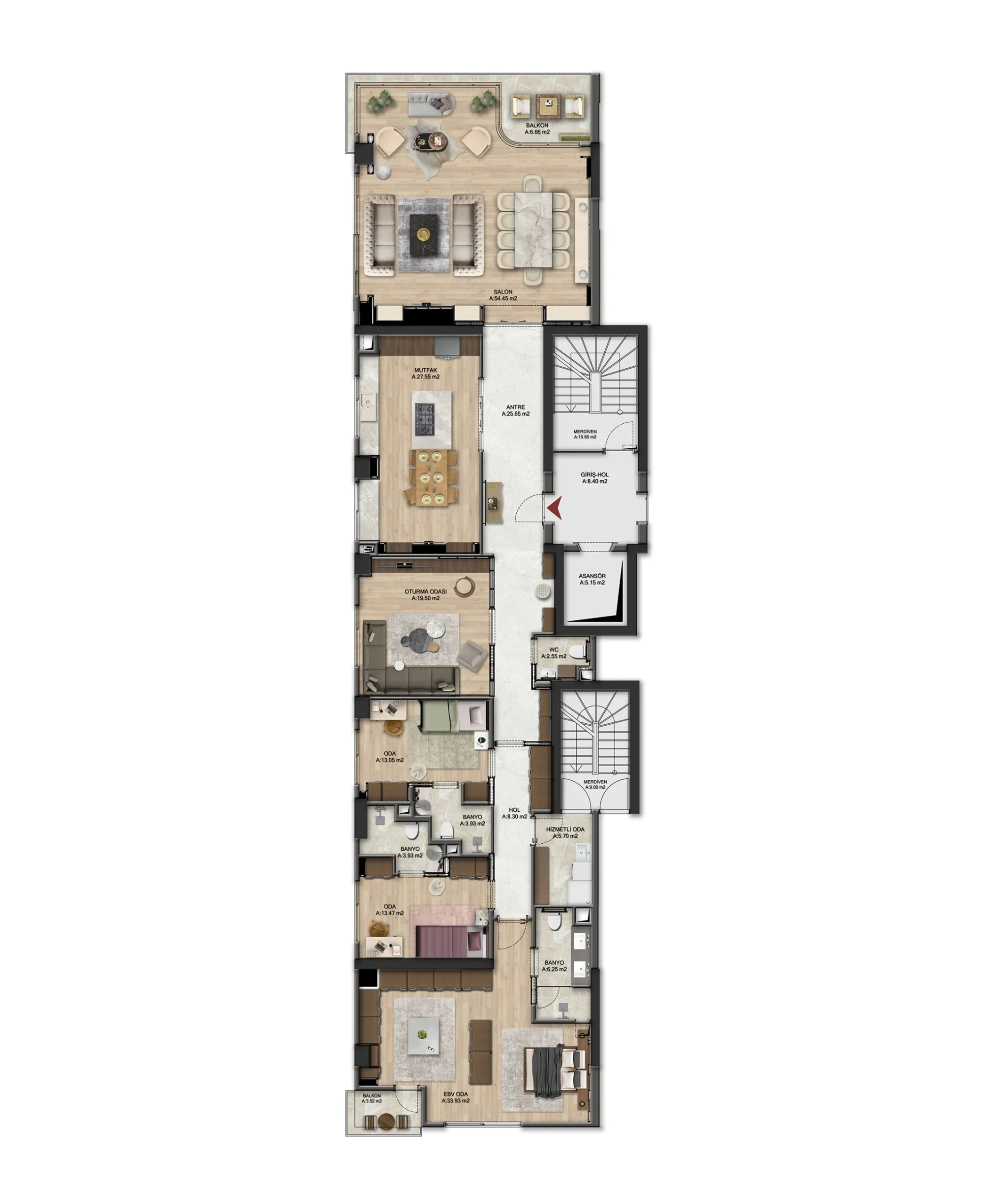 Luxury Residence Istanbul – Simplex Floor Plan (4)