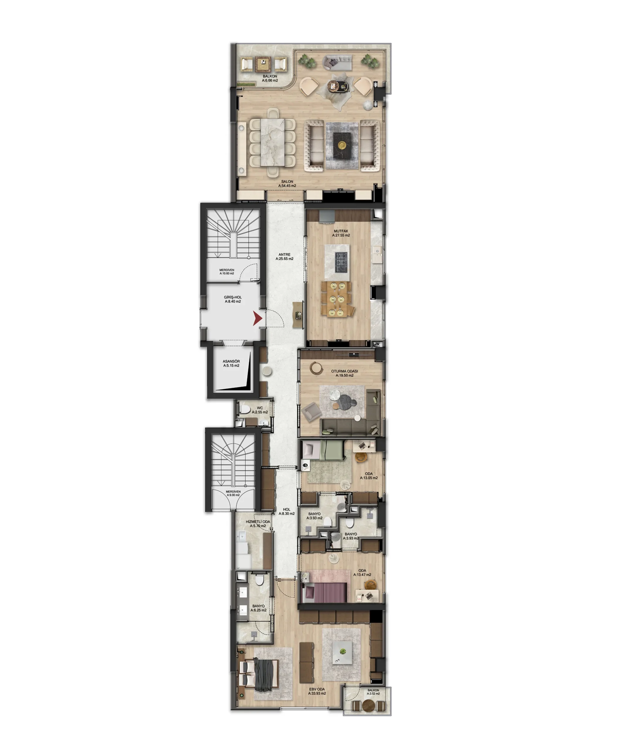 Luxury Residence Istanbul – Simplex Floor Plan (5)